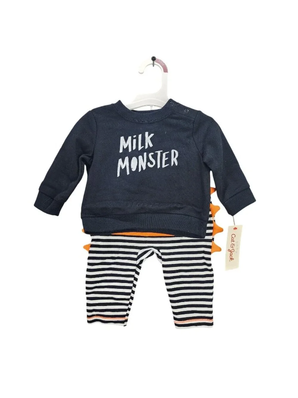Baby Cat & Jack Milk Monster Halloween Shirt & Pant Set Size 3-6 Months